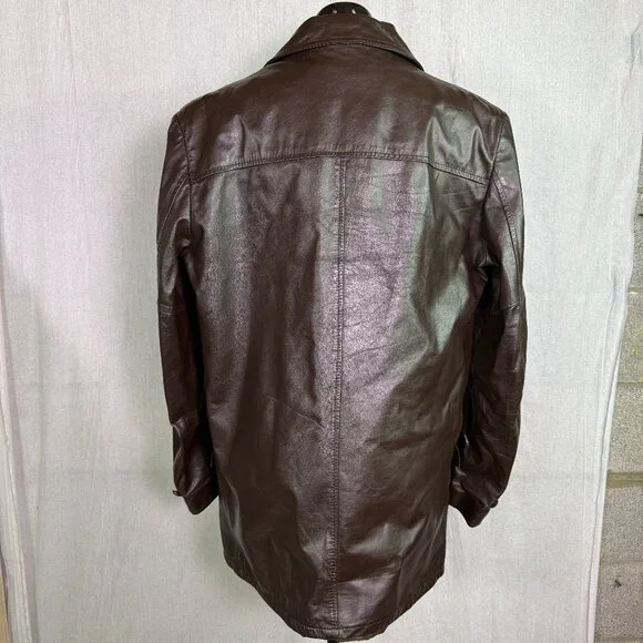 Vtg Cooper Coat Mens 42 L Brown Leather Jacket Removable Faux Fur Lined Made USA - Picture 3 of 10